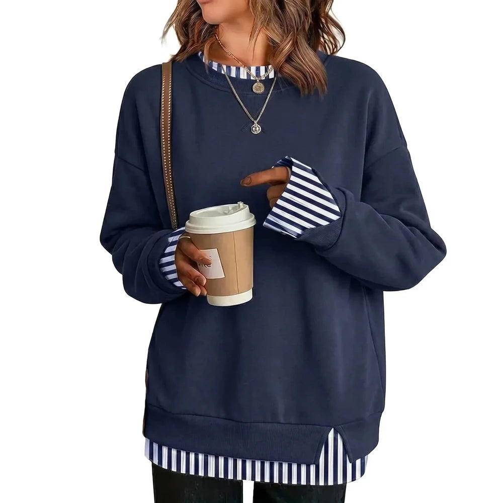 Striped Patchwork Oversized Sweatshirt