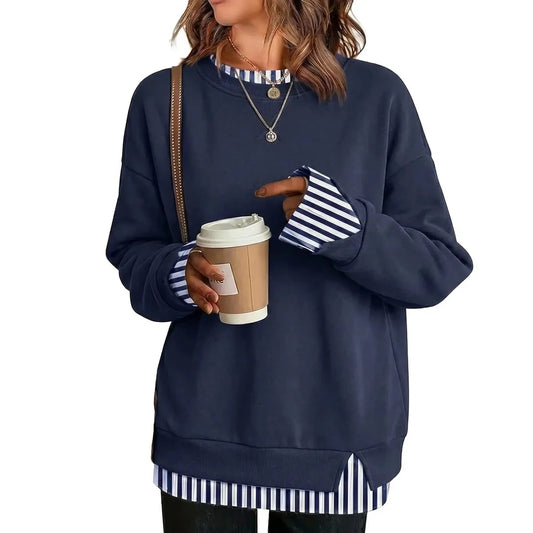 Striped Patchwork Oversized Sweatshirt