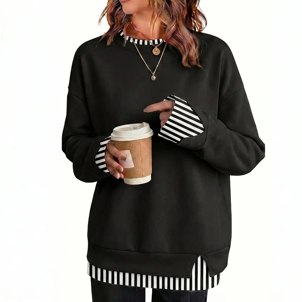Striped Patchwork Oversized Sweatshirt