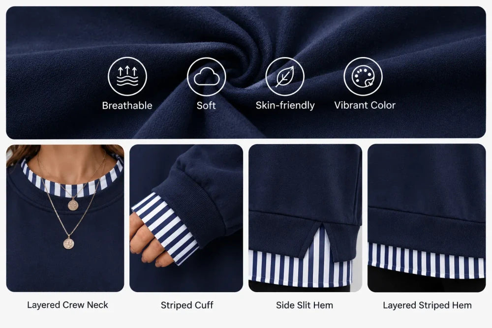 Striped Patchwork Oversized Sweatshirt