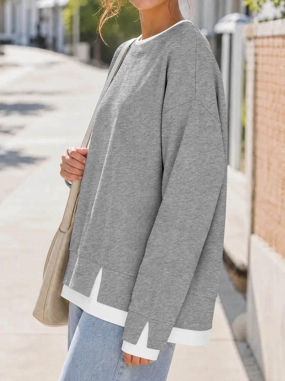 Striped Patchwork Oversized Sweatshirt