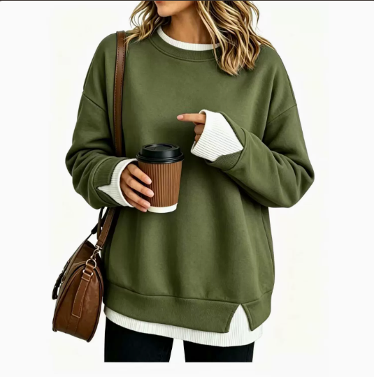 Striped Patchwork Oversized Sweatshirt